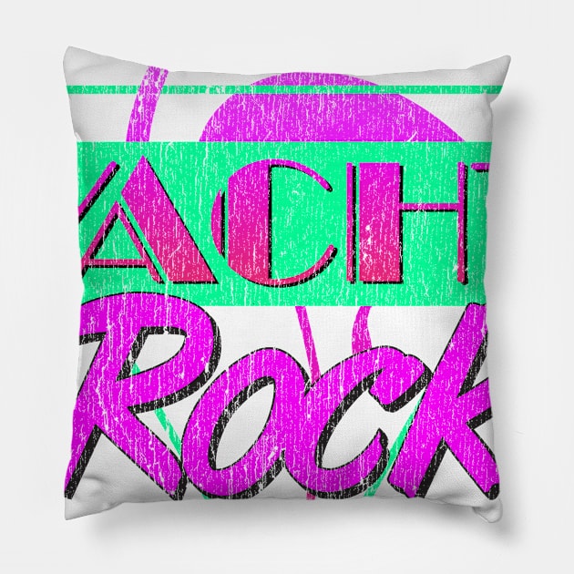 Yacht Rock Party Boat Drinking graphic 80s Faded Pillow by Vector Deluxe