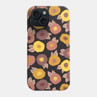 Scandinavian Doodle Flowers Black Phone Case