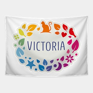 Victoria name with colorful leaves Tapestry