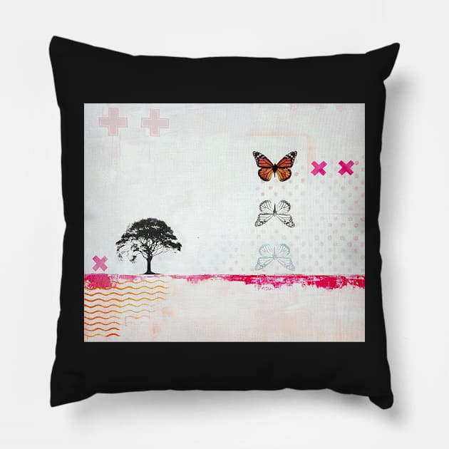 Picture of an original painting, orange butterfly Pillow by ColorsHappiness