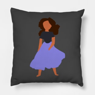 Woman wearing a Purple Dress Pillow