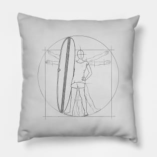 Vitruvian Woman Surfer Girl Pillow