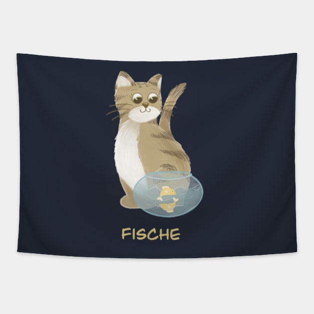 Fische Katze zodiac sign Tapestry by AbbyCatAtelier