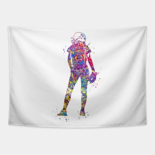 Girl Softball Player Tapestry