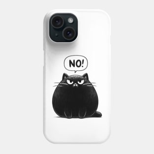 Black Cute Cat Says No Phone Case