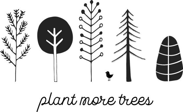 Love your planet: Plant more trees + bird (black text) Kids T-Shirt by Ofeefee