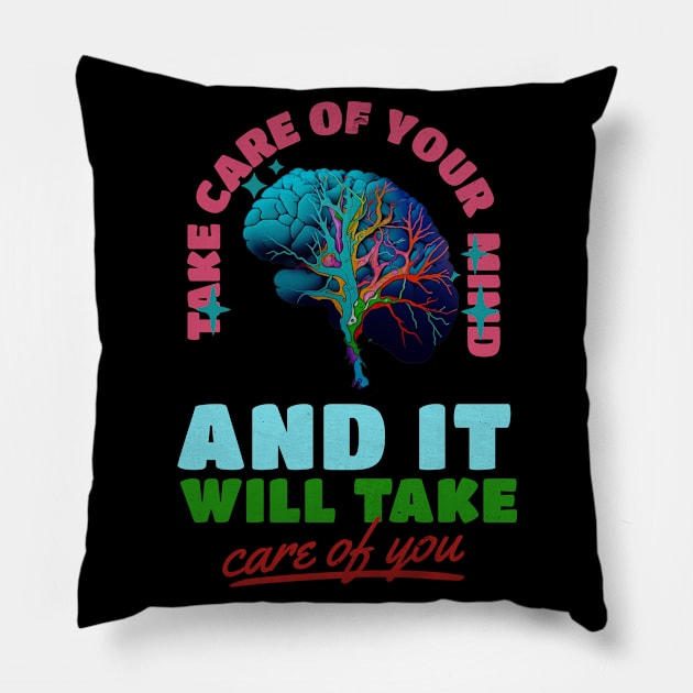 Take care of your mind and it will take care of you Pillow by Depressed Bunny