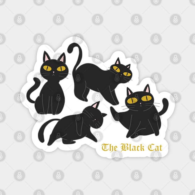 Cute Black Cat Illustration Magnet by MariOyama