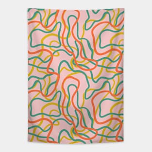 Abstract curvy lines pattern in pink Tapestry