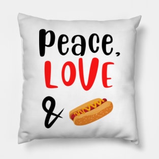 Peace Love and Hotdogs Pillow