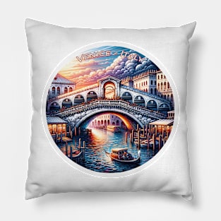 Retro Vintage Travel Enchanted Venice Italy Sunset Pillow