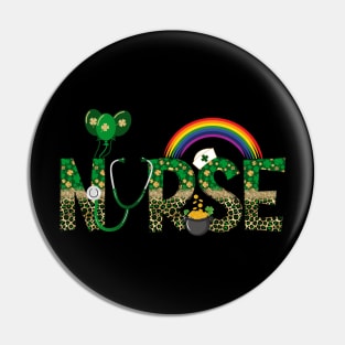 Nurse St. Patrick's Day Stethoscope Rainbow Pin