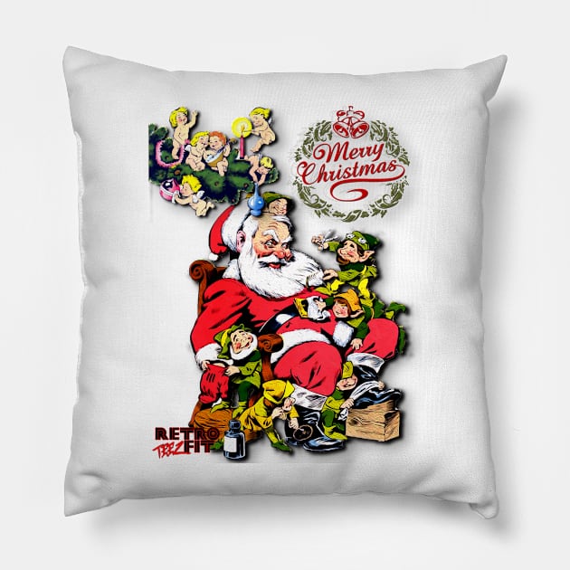 Santa and His Elves Pillow by Joaddo