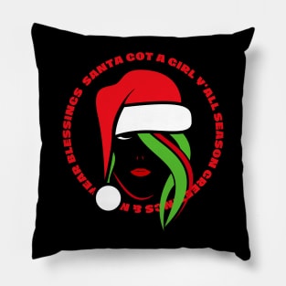 Lady in Santa Hat Pillow