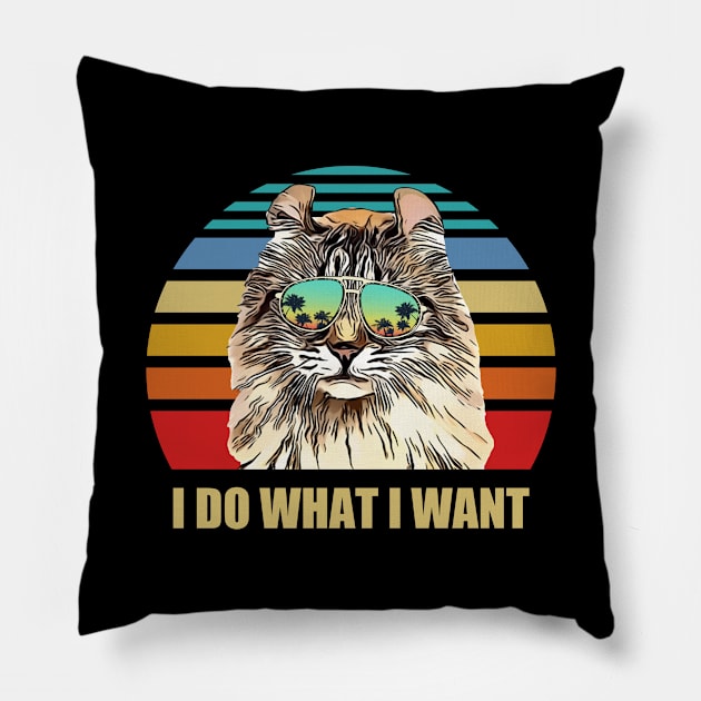 American Curl Cat I do what I want Funny Cat Lover Pillow by TheBeardComic