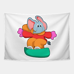 Elephant at Snowboarding with Snowboard Tapestry