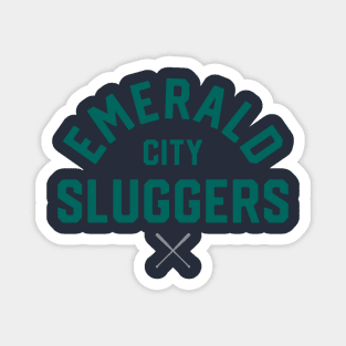 Seattle 'Emerald City Sluggers' Baseball Fan T-Shirt: Swing for the Fences with Seattle Pride! Magnet