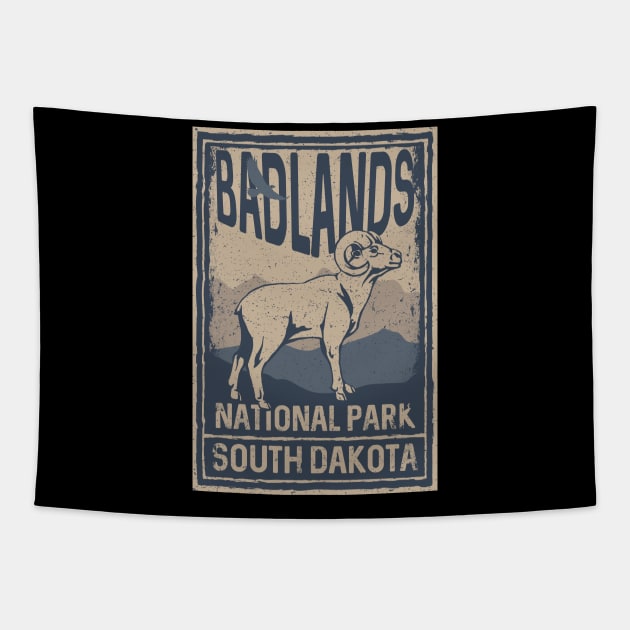 Badlands National Park Bighorn Ram Tapestry by SouthDakotaGifts