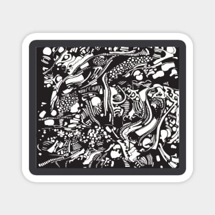 black and white tree pattern Magnet