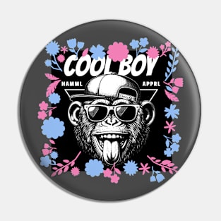 Cool Boy Chimp wears hat, sunglasses and tongue) Pin