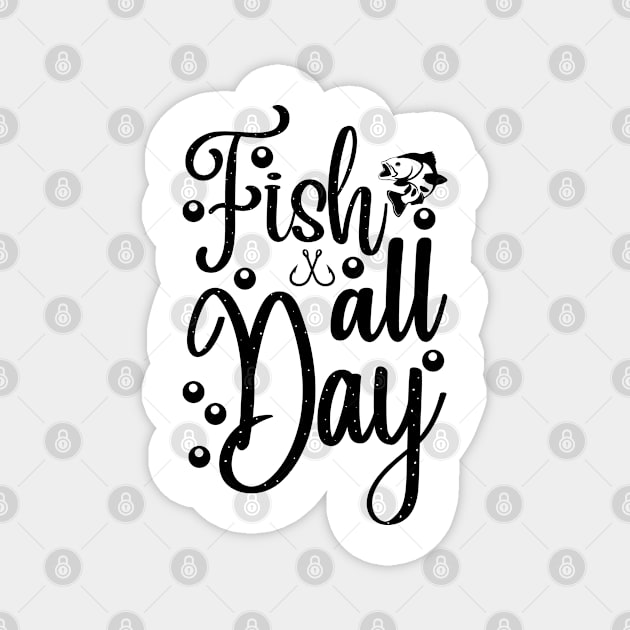 Less Talk More Fishing - Gift For Fishing Lovers, Fisherman - Black And White Simple Font Magnet by Famgift