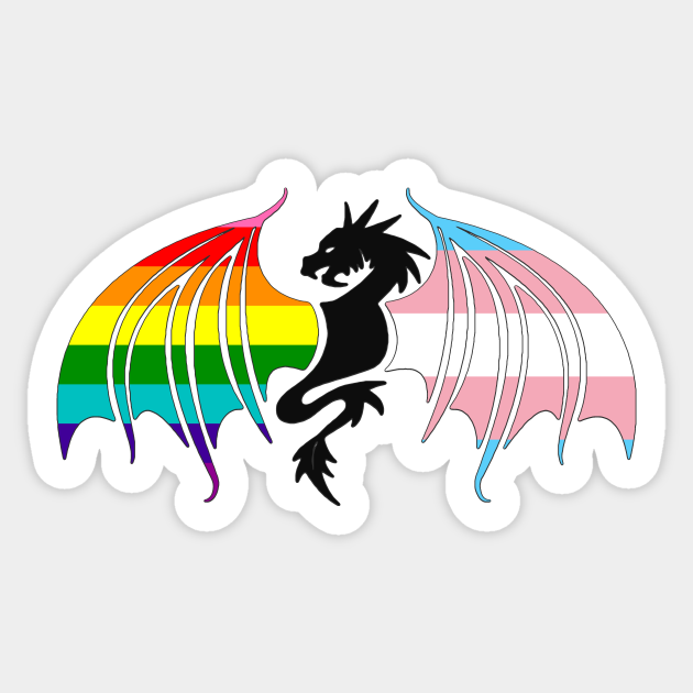 Gay + Trans Pride Dragon - Pride Month - Sticker