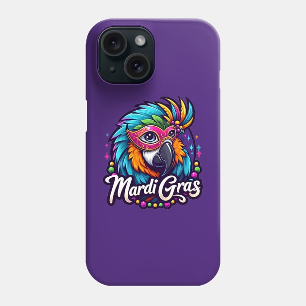 mardi gras parrot Phone Case by AOAOCreation