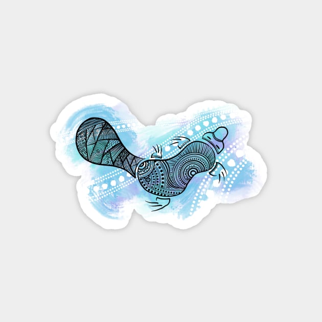 Platypus in cyan Magnet by Jkgaughan