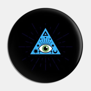 All Seeing eye - blue with green eye Pin