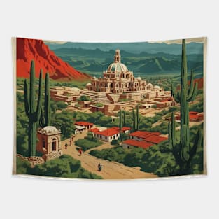 Jiquilpan de Juarez Michoacan Tourism Travel Vintage Tapestry