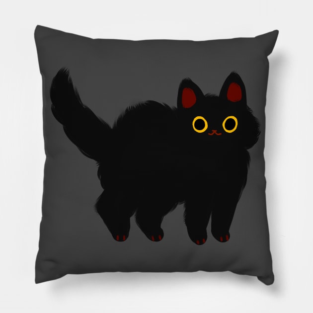 fluffy black cat Pillow by nekomachines