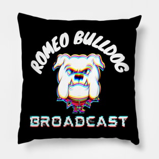 Romeo Bulldog Broadcast Glitch Logo FILLED IN Pillow