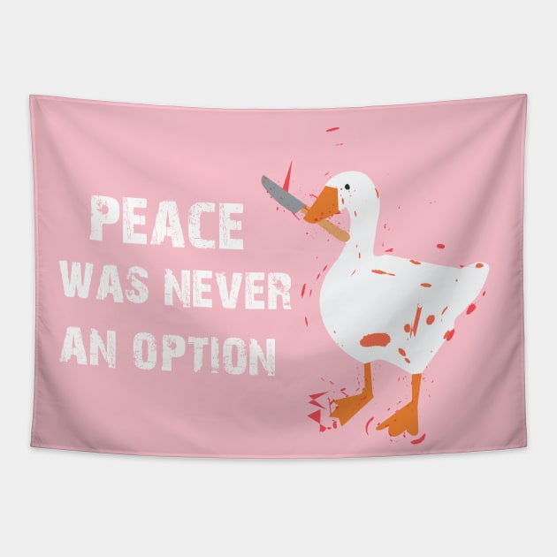 peace was never an option funny fighting duck Tapestry by Dizzyland