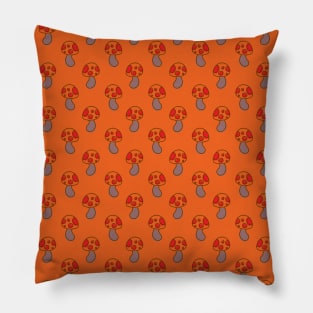 Orange Mushroom Pattern Pillow