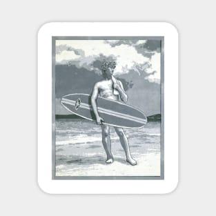 David on the beach with a classic BING surfboard. Magnet