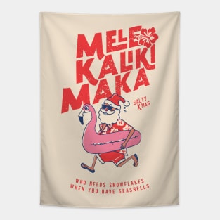 Mele Kalikimaka Funny Santa Flamingo Christmas Getaways Tapestry