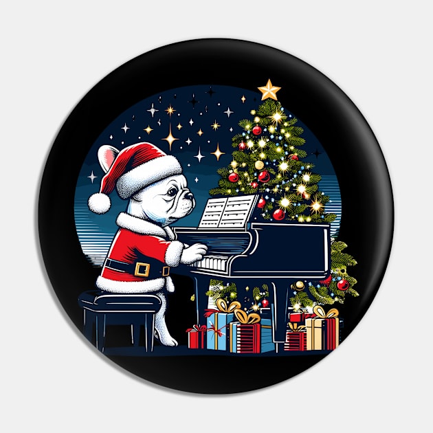 French Bulldog Playing Piano Christmas Pin by Graceful Designs