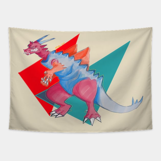 3-D retro dragon Tapestry by AlligatorCheese market 