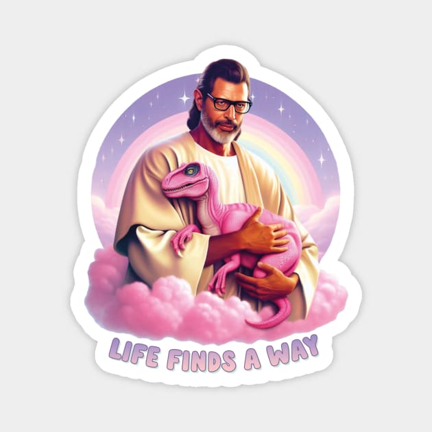 Life Finds a Way Raptor Jesus Jeff Magnet by liminalcandy