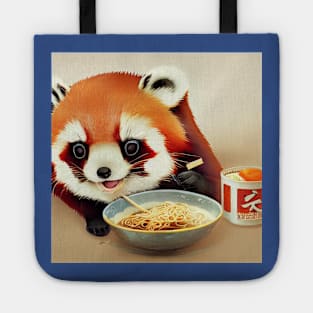 Kawaii Red Panda Eating Ramen Tote