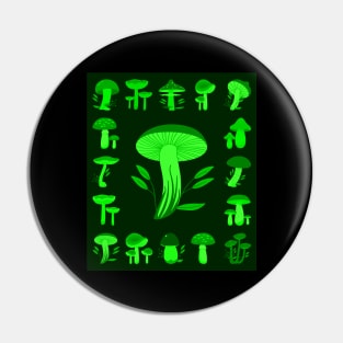 Green Mushrooms Pin