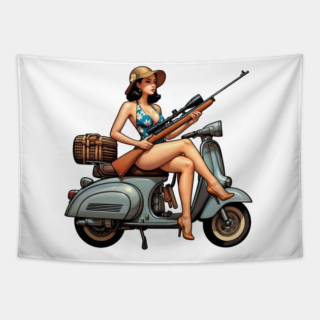 Scooter Girl Tapestry by Rawlifegraphic