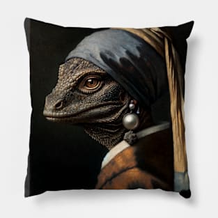 Wildlife Conservation - Pearl Earring Komodo Dragon Meme Pillow