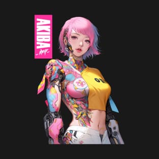 AKIBA DRIP - Bio Cybernetic Anime Waifu ワイフ 002 Tattoo Model Girl | FUTURE FEMME ANIME GIRL T-Shirt