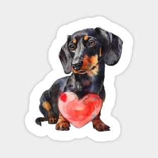 Valentine Dachshund Holding Heart Magnet