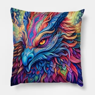 Wings of Wonder: Discover the Fantastic Creature, a Mythical Bird of Vibrant Colors and Astonishing Splendor Pillow