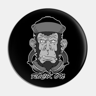 Rock On Monkey Headphones Pin