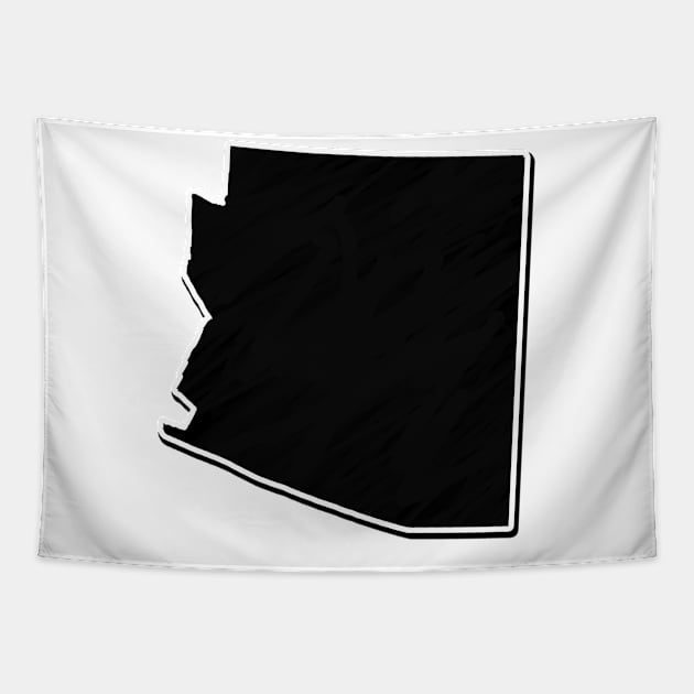 Black Arizona Outline Tapestry by Mookle