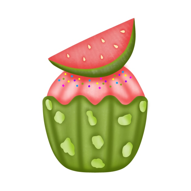 Cute watermelon cupcake 🧁. by Onanong art design shop.