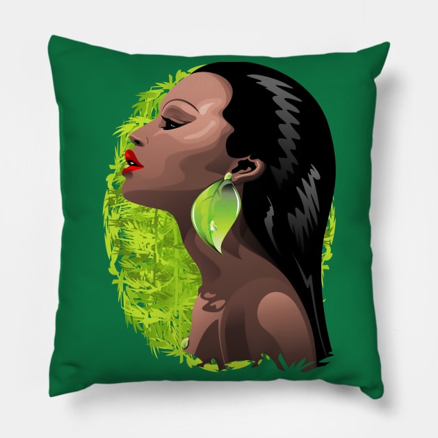 Woman African Beauty and Bamboo Pillow by BluedarkArt